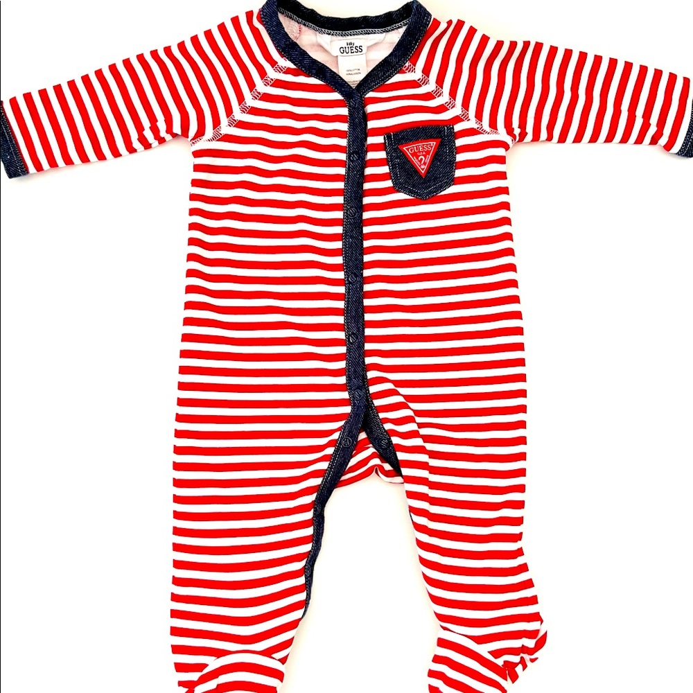 Baby Guess 3 months Onesies. Sleeper.  Gently Used. Designer baby.